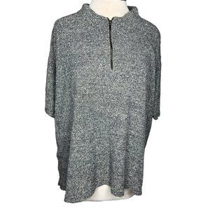 Summa Silk Size XL 100% silk stretch gray white marble collar short sleeve 1/2 Z